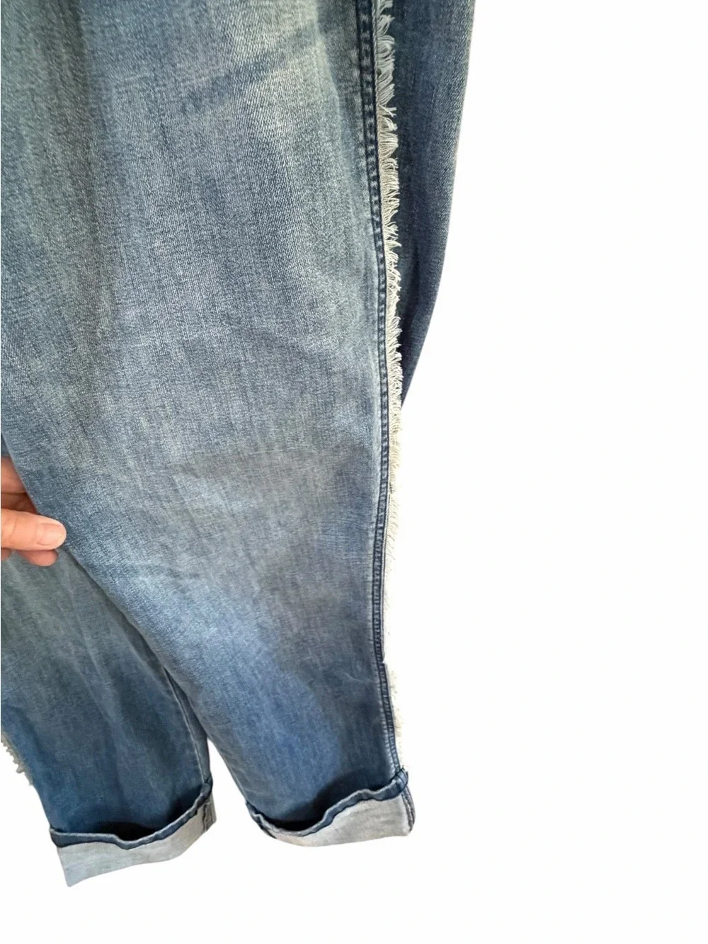 J. Jill High Rise Cropped Fringe Jeans Shore Wash Women’s Size 12 - Picture 3 of 5